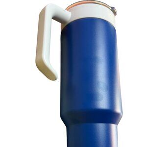 nsulated Travel Mug with Handle, 40oz Stainless Steel Tumbler, Navy Blue and Whi